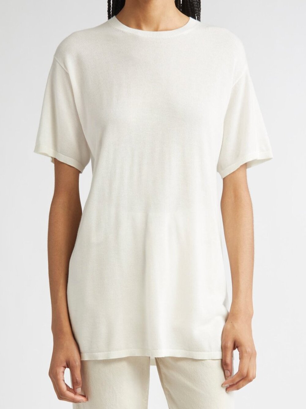 NWT TOTEME Crewneck Knit T-Shirt Lyocell Cashmere White Size L